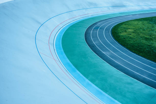 istock urban background with geometric lines of empty velodrome 1053826730
