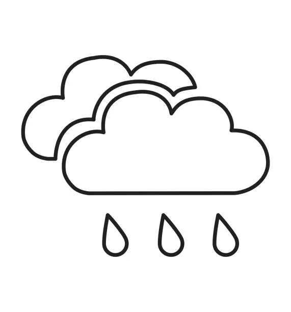 Vector illustration of Rain and cloud icon vector line