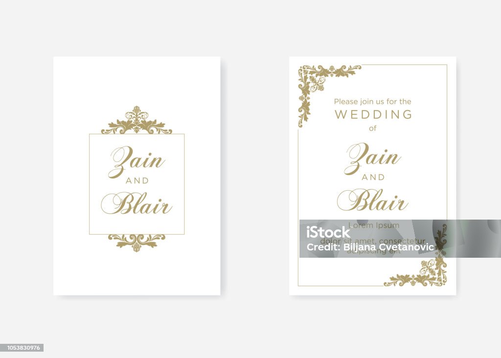 Invitition Frame Pattern Gold Invitation Frames Stock Illustration - Download Image Now - Art ...