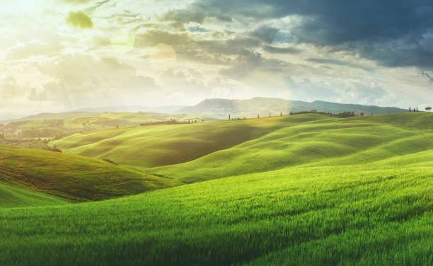 istock Sunset in Val d'Orcia, Tuscany, Italy 1053838928