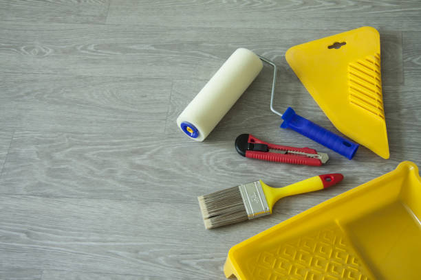 istock Composition tools for home repair and interior renovation indoors. 1053855334