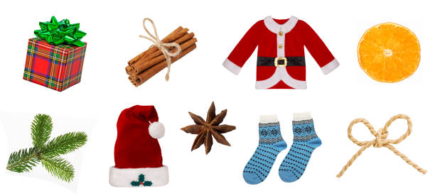 istock Collage of christmas objects isolated on white background 1053863124