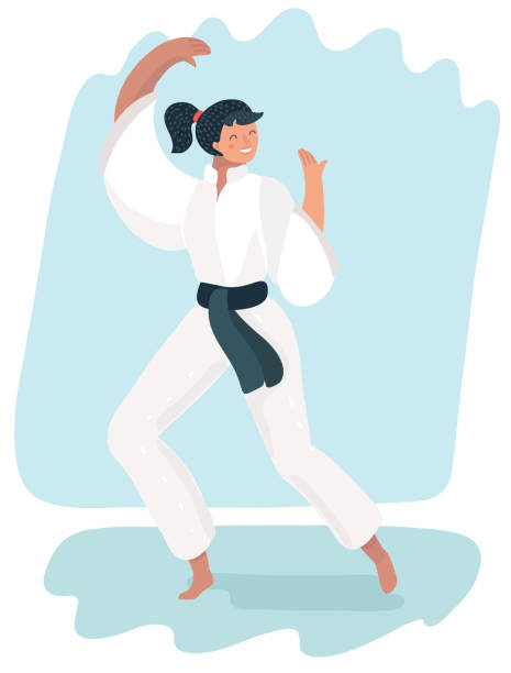 Martial Arts Woman In Kimono Excercising Karate Stock Illustration -  Download Image Now - Self-Defense, Kung Fu, Adult - iStock