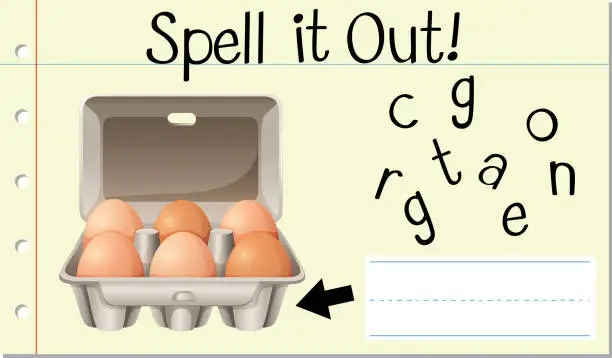 Vector illustration of Spell English word egg carton