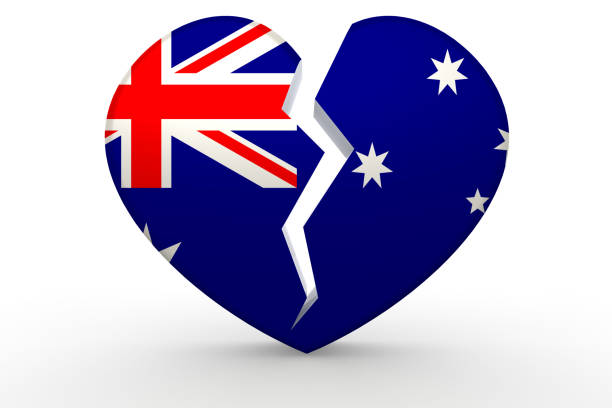 istock Broken white heart shape with Australia flag 1053887198