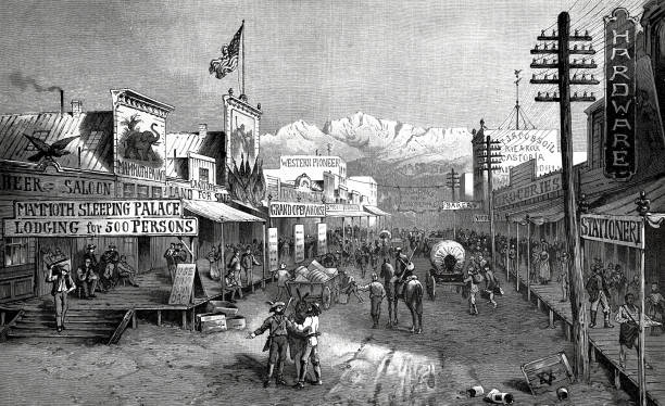 ilustrações de stock, clip art, desenhos animados e ícones de a city in the wild west of america - main street - west indian culture