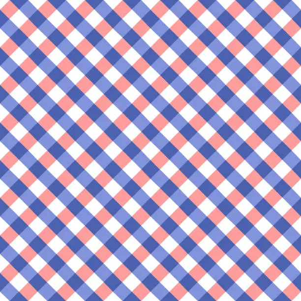 Vector illustration of Blue And Pink Tablecloth Gingham Pattern
