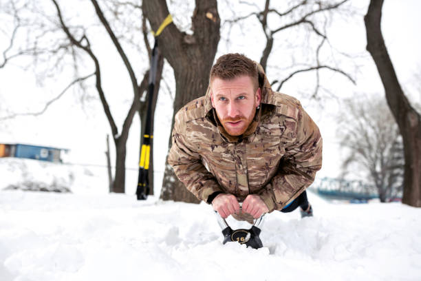 istock Kettlebell push ups on the snow 1053896658