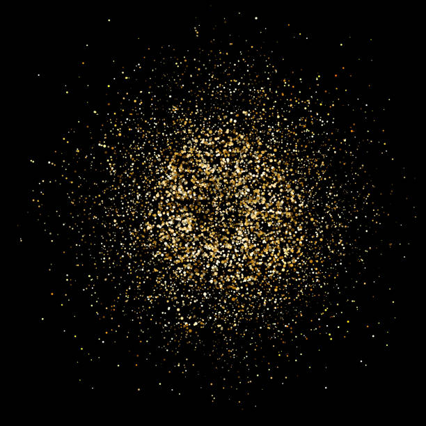 istock Golden glitter explosion. Bright dust splash. Gold glitter particles splatter. Sparkling firework on black background. Vector illustration 1053905212