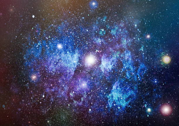 istock Blue dark night sky with many stars. Milky way on the space background 1053908026