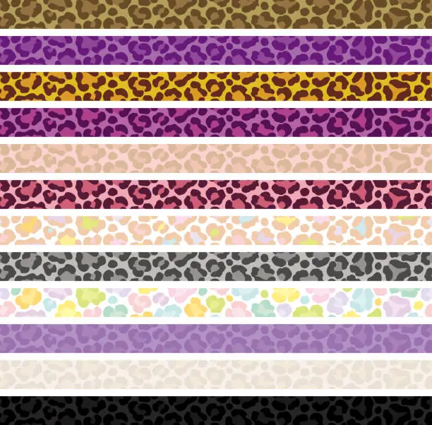 Vector illustration of Set of leopard skin banners.