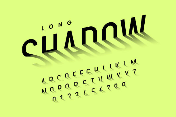 lange schatten formatvorlage schriftart - text schriftsymbol stock-grafiken, -clipart, -cartoons und -symbole