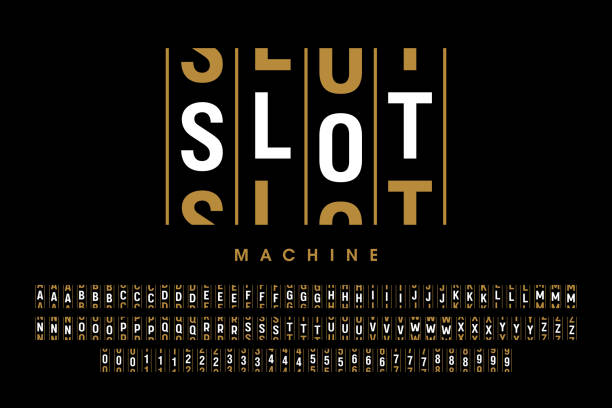 Slot machine style font Slot machine style font, alphabet letters and numbers vector illustration jackpot text stock illustrations