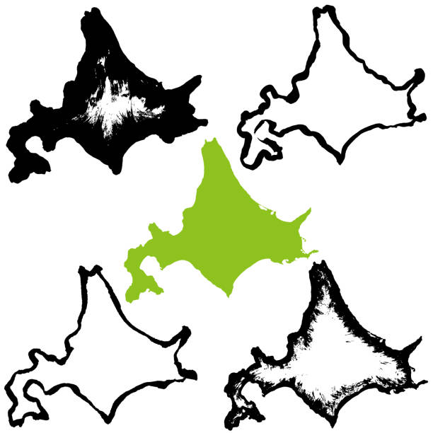 北海道の地図。北海道: 日本の県。 - 北海道点のイラスト素材／クリップアート素材／マンガ素材／アイコン素材