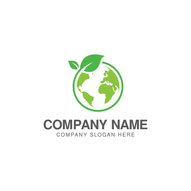 yeşil dünya logo veya simge tasarım şablonu - environment stock illustrations