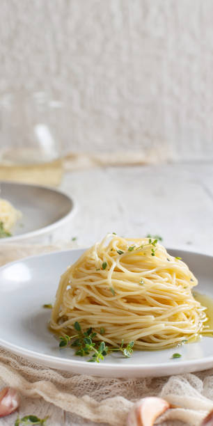 istock Spaghetti with thyme, garlic and olive oil 1053933270