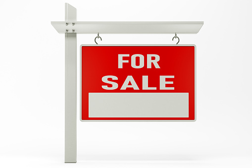 Real estate signage for sale on white