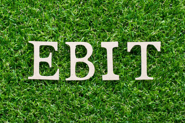 istock Wood alphabet in word EBIT (Abbreviation of Earnings Before Interest and Taxes) on artificial green grass background 1053945670
