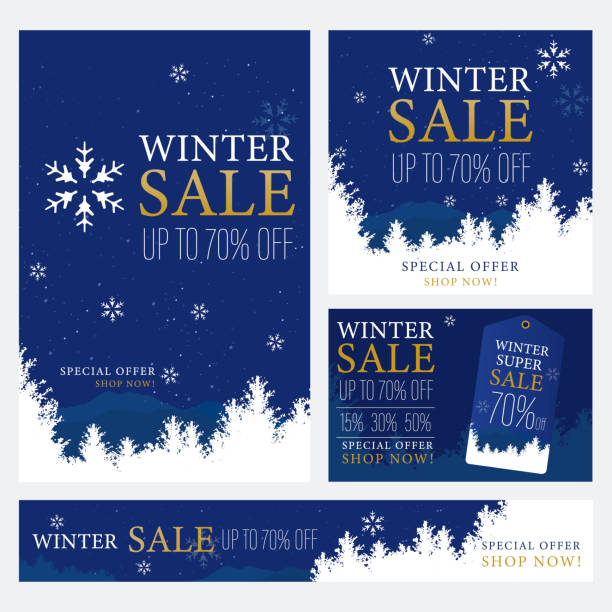 winter sale promotion banner vorlage. - besondere anlässe stock-grafiken, -clipart, -cartoons und -symbole