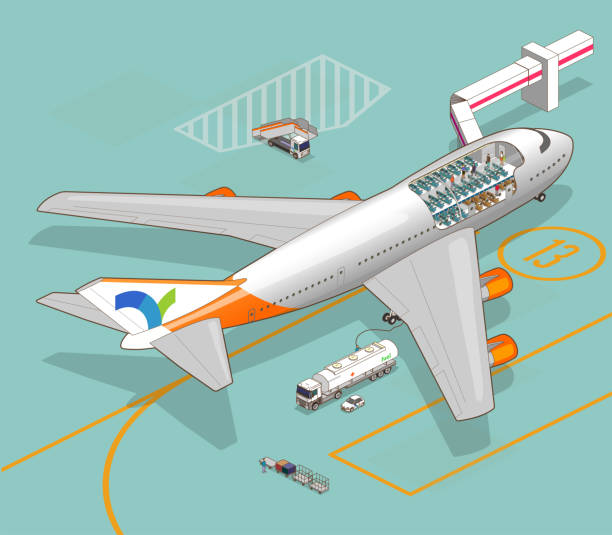 ilustrações, clipart, desenhos animados e ícones de fraque de avião - runway airplane airport three dimensional shape