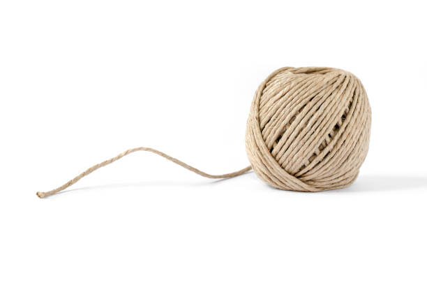 Jute Twine Skein Isolated Stock Photo - Download Image Now - Rolled Up,  String, Curled Up - iStock
