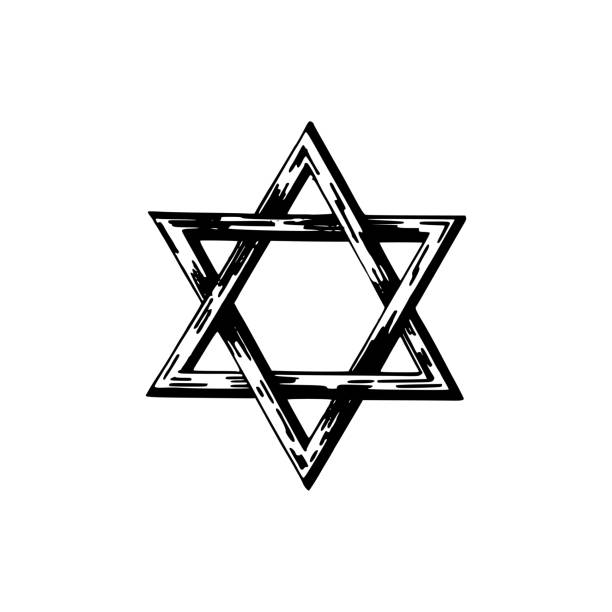 Star of David, hand drawn illustration. Judaic religion symbol in vector. Star of David, hand drawn illustration. Judaic religion symbol in vector star of david logo stock illustrations