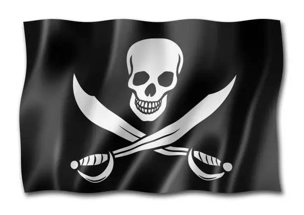 Photo of Pirate flag, Jolly Roger isolated on white