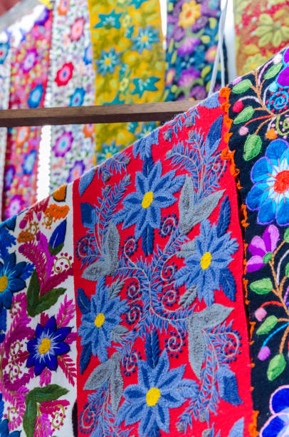 istock Colorful handmade fabrics on Aguas Calientes, Peru 1053951254