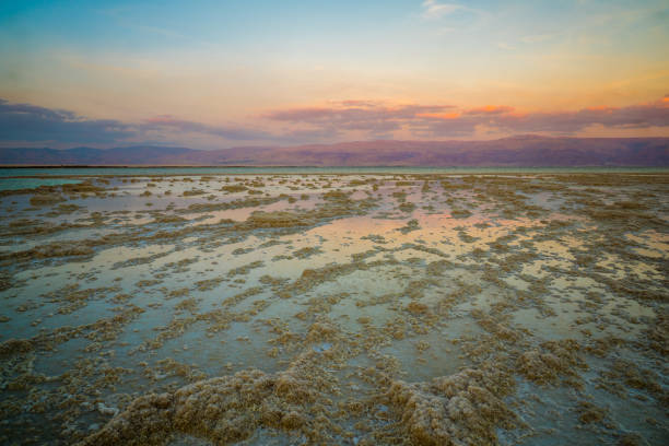 istock Sunset view of salt formations in the Dead Sea 1053952642