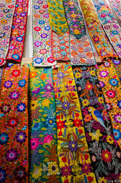 istock Colorful handmade fabrics on Aguas Calientes, Peru 1053953432