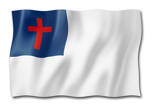 Christian flag, three dimensional render, isolated on white