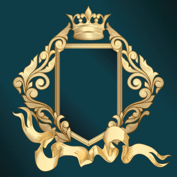 golden verzierten dekorative vintage emblem - gold leaf backgrounds gold ornate stock-grafiken, -clipart, -cartoons und -symbole
