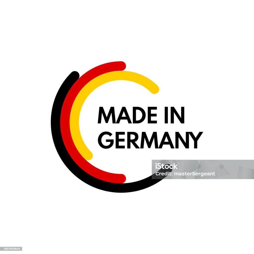 gemaakt in Duitsland, vector afgeronde rechthoeken logo op witte achtergrond - Royalty-free Logo vectorkunst