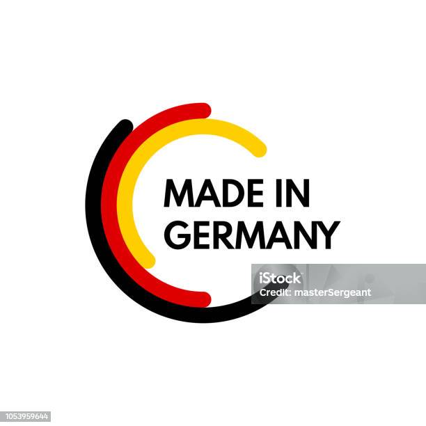 Gemaakt In Duitsland Vector Afgeronde Rechthoeken Logo Op Witte Achtergrond Stockvectorkunst en meer beelden van Logo