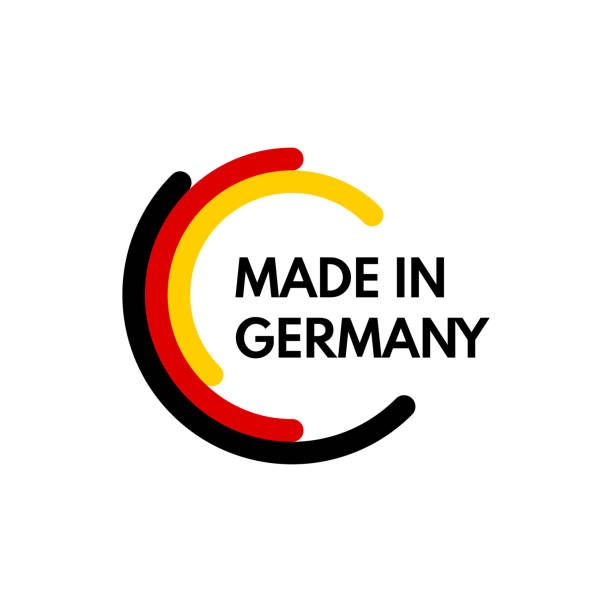 wykonane w niemczech, zaokrąglone prostokąty logo wektora na białym tle - germany stock illustrations