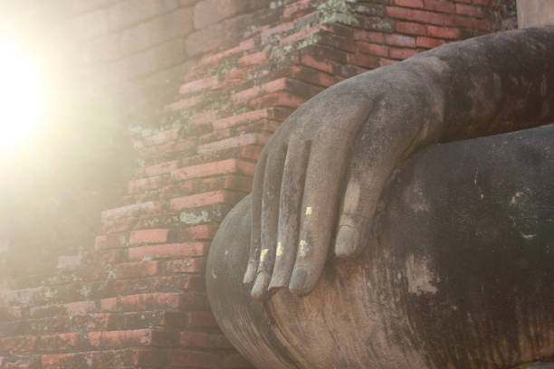 Hand of image buddha in Sukhothai,Thailand stock photo