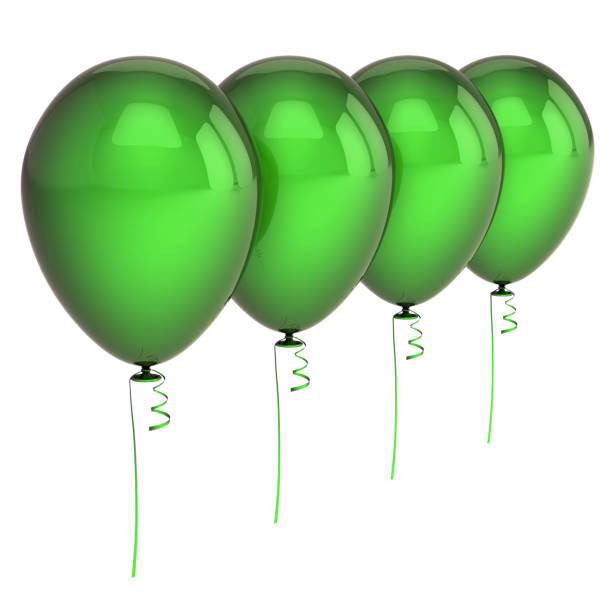 istock four green party balloons blank arranged row 1053962286