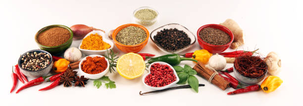 istock Spices and herbs on table. Food and cuisine ingredients. 1053972822