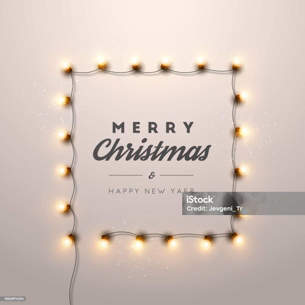 Fond de Noël avec des lumières de Noël. - clipart vectoriel de Guirlande lumineuse - Décoration de fête libre de droits