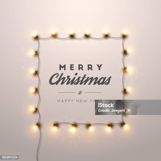 Christmas Background With Christmas Lights Stock Illustration - Download Image Now - Christmas Lights, Christmas, Border - Frame