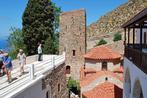 Monastery of Agios Panteleimon, Tilos stock photo