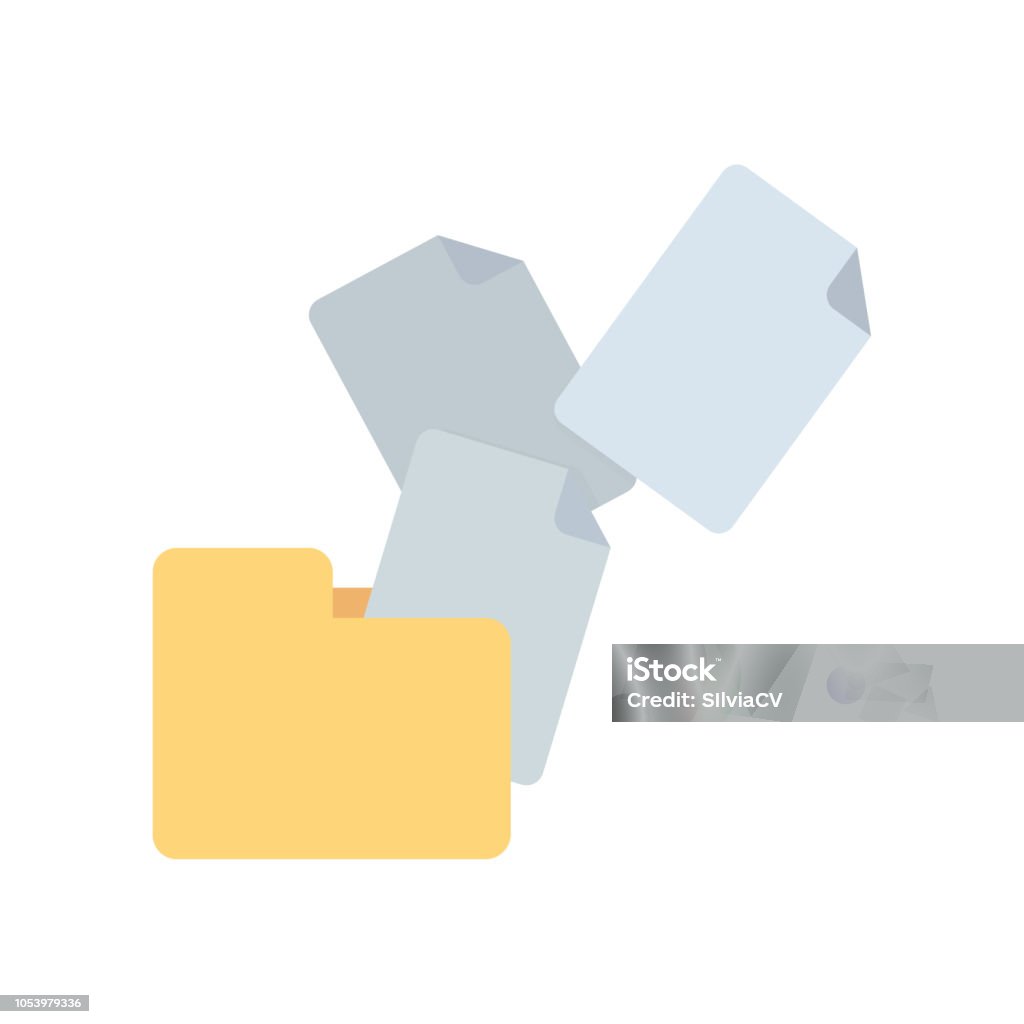 Open Folder With Documents Pages Folder File Archive Vector ...