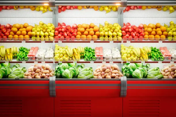 Digitally generated fresh vegetables and fruits on shelf in supermarket/hypermarket (Background)

The scene was rendered with photorealistic shaders and lighting in Autodesk® 3ds Max 2016 with V-Ray 3.6 with some post-production added.