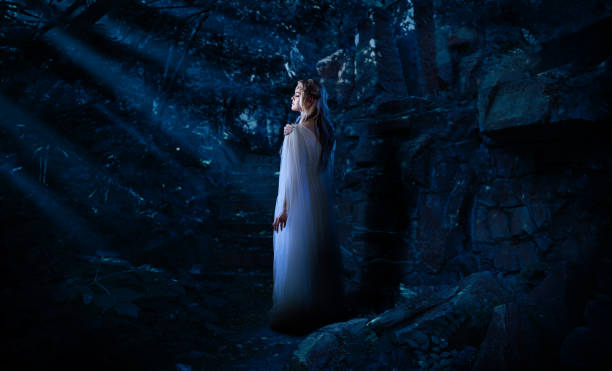 istock Elf girl in night forest version 1053982510