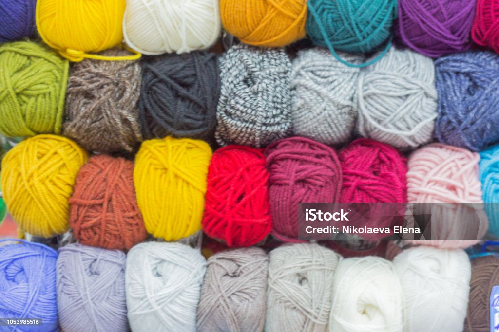 Skeins Of Multicolored Yarn For Knitting In The Store Stock Photo -  Download Image Now - iStock
