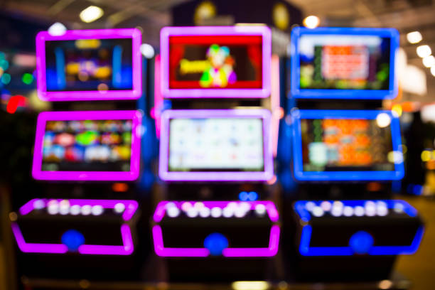 istock Blurred Slot machines in a casino 1053990568