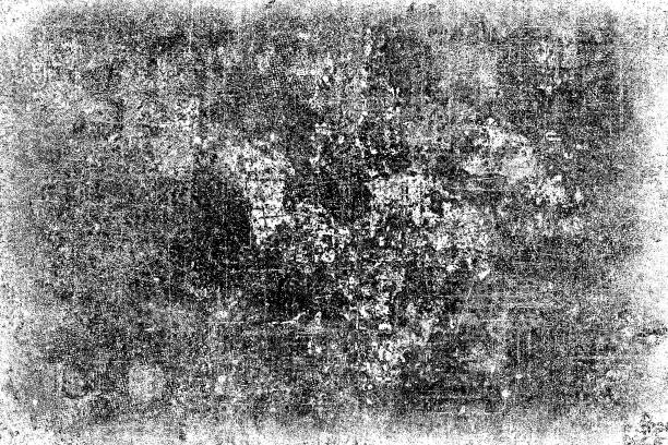 istock Texture of black scratches, cracks, scuffs, chips on white background 1053994052