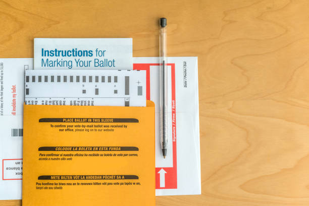 Voting Ballot Set of voting ballot ready to be send. ballot measure stock pictures, royalty-free photos & images