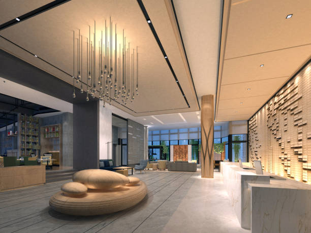 istock 3d render of luxury hotel lobby reception 1053996206