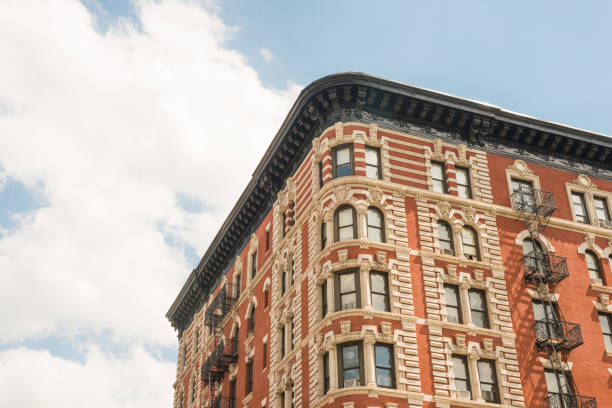 istock Classic NYC Apartment Building with Sky in Harlem 1053998474